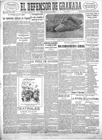 'El Defensor de Granada  : diario político independiente' - Año XLVIII Número 24583 Ed. Mañana - 1926 Septiembre 23