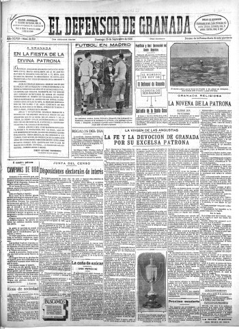'El Defensor de Granada  : diario político independiente' - Año XLVIII Número 24589 Ed. Mañana - 1926 Septiembre 26