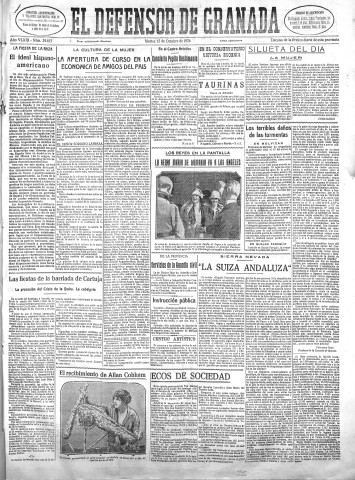 'El Defensor de Granada  : diario político independiente' - Año XLVIII Número 24615 Ed. Mañana - 1926 Octubre 12