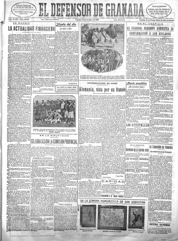 'El Defensor de Granada  : diario político independiente' - Año XLVIII Número 24621 Ed. Mañana - 1926 Octubre 15