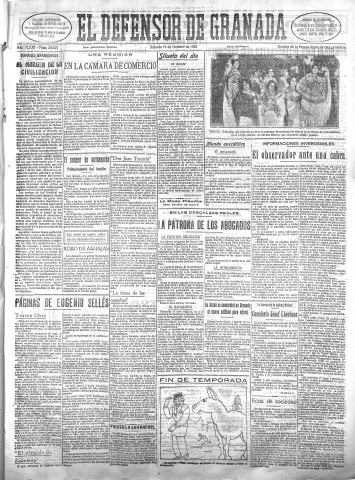 'El Defensor de Granada  : diario político independiente' - Año XLVIII Número 24623 Ed. Mañana - 1926 Octubre 16