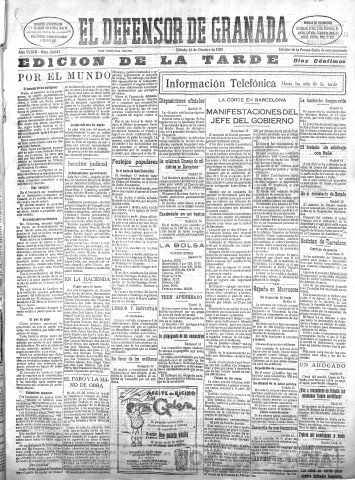 'El Defensor de Granada  : diario político independiente' - Año XLVIII Número 24624 Ed. Tarde - 1926 Octubre 16