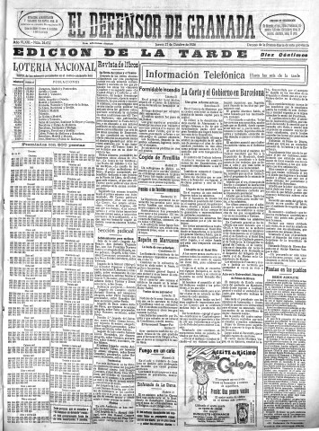 'El Defensor de Granada  : diario político independiente' - Año XLVIII Número 24632 Ed. Tarde - 1926 Octubre 21