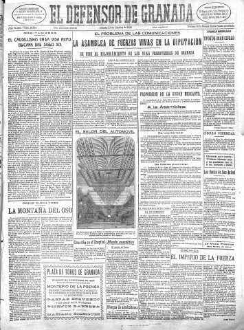 'El Defensor de Granada  : diario político independiente' - Año XLVIII Número 24635 Ed. Mañana - 1926 Octubre 23