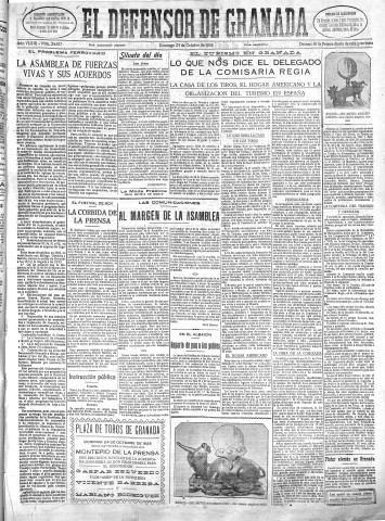 'El Defensor de Granada  : diario político independiente' - Año XLVIII Número 24637 Ed. Mañana - 1926 Octubre 24