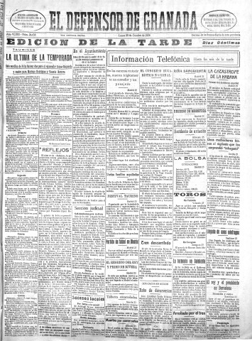 'El Defensor de Granada  : diario político independiente' - Año XLVIII Número 24638 Ed. Tarde - 1926 Octubre 25