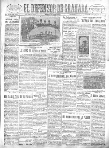 'El Defensor de Granada  : diario político independiente' - Año XLVIII Número 24641 Ed. Mañana - 1926 Octubre 27