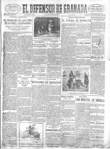 'El Defensor de Granada  : diario político independiente' - Año XLVIII Número 24643 Ed. Mañana - 1926 Octubre 28