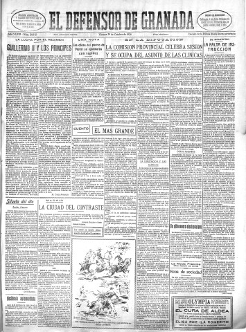'El Defensor de Granada  : diario político independiente' - Año XLVIII Número 24645 Ed. Mañana - 1926 Octubre 29