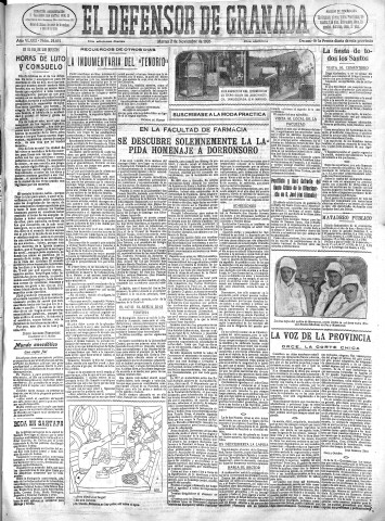 'El Defensor de Granada  : diario político independiente' - Año XLVIII Número 24651 Ed. Mañana - 1926 Noviembre 02