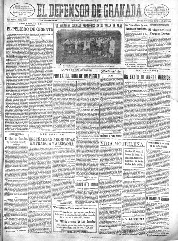 'El Defensor de Granada  : diario político independiente' - Año XLVIII Número 24653 Ed. Mañana - 1926 Noviembre 03