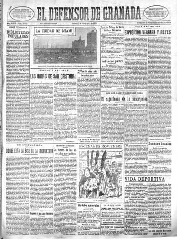 'El Defensor de Granada  : diario político independiente' - Año XLVIII Número 24657 Ed. Mañana - 1926 Noviembre 05