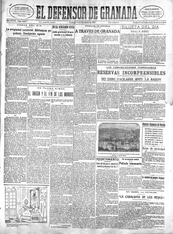 'El Defensor de Granada  : diario político independiente' - Año XLVIII Número 24673 Ed. Mañana - 1926 Noviembre 14