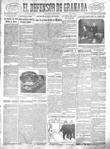 'El Defensor de Granada  : diario político independiente' - Año XLVIII Número 24675 Ed. Mañana - 1926 Noviembre 16