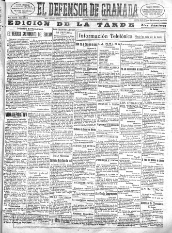 'El Defensor de Granada  : diario político independiente' - Año XLVIII Número 24684 Ed. Tarde - 1926 Noviembre 20