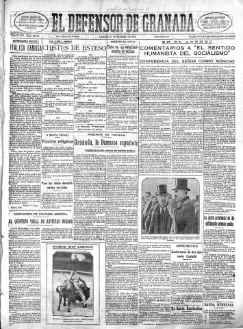 'El Defensor de Granada  : diario político independiente' - Año XLVIII Número 24685 Ed. Mañana - 1926 Noviembre 21