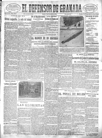 'El Defensor de Granada  : diario político independiente' - Año XLVIII Número 24687 Ed. Mañana - 1926 Noviembre 23