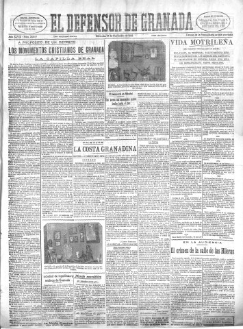 'El Defensor de Granada  : diario político independiente' - Año XLVIII Número 24689 Ed. Mañana - 1926 Noviembre 24