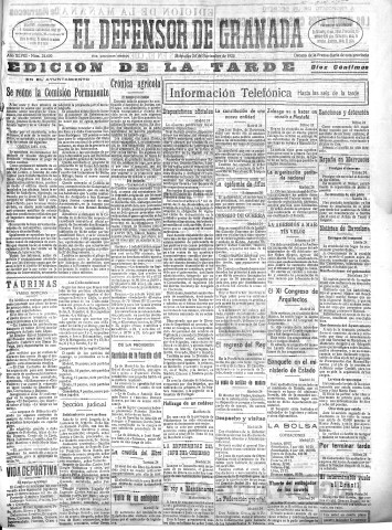 'El Defensor de Granada  : diario político independiente' - Año XLVIII Número 24690 Ed. Tarde - 1926 Noviembre 24