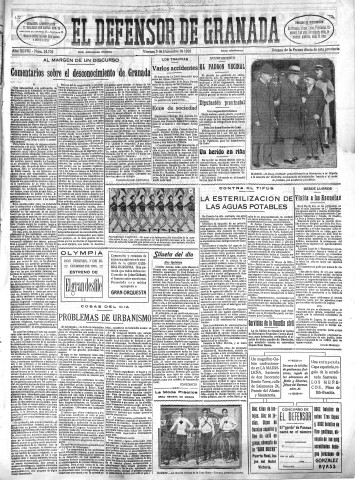 'El Defensor de Granada  : diario político independiente' - Año XLVIII Número 24705 Ed. Mañana - 1926 Diciembre 03