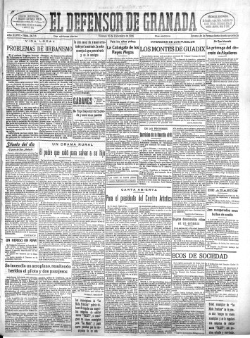 'El Defensor de Granada  : diario político independiente' - Año XLVIII Número 24716 Ed. Mañana - 1926 Diciembre 10
