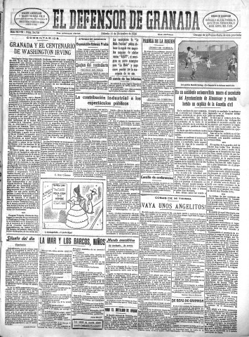 'El Defensor de Granada  : diario político independiente' - Año XLVIII Número 24718 Ed. Mañana - 1926 Diciembre 11