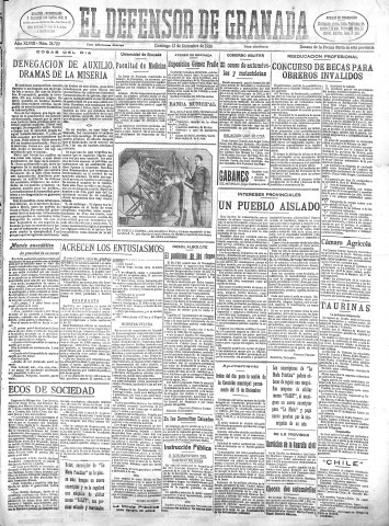'El Defensor de Granada  : diario político independiente' - Año XLVIII Número 24720 Ed. Mañana - 1926 Diciembre 12