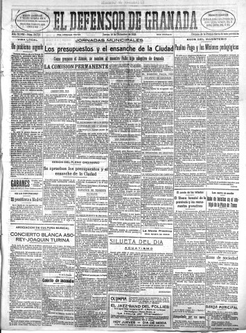 'El Defensor de Granada  : diario político independiente' - Año XLVIII Número 24726 Ed. Mañana - 1926 Diciembre 16