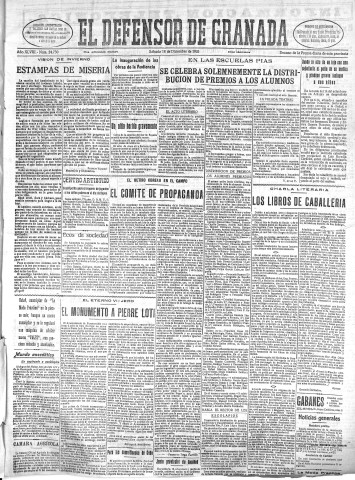 'El Defensor de Granada  : diario político independiente' - Año XLVIII Número 24730 Ed. Mañana - 1926 Diciembre 18