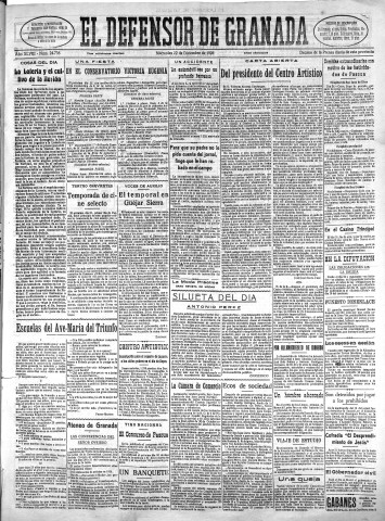 'El Defensor de Granada  : diario político independiente' - Año XLVIII Número 24736 Ed. Mañana - 1926 Diciembre 22