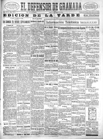 'El Defensor de Granada  : diario político independiente' - Año XLVIII Número 24743 Ed. Tarde - 1926 Diciembre 27