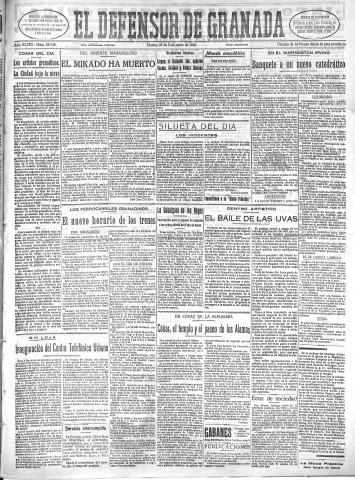 'El Defensor de Granada  : diario político independiente' - Año XLVIII Número 24744 Ed. Mañana - 1926 Diciembre 28