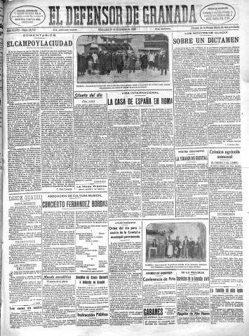 'El Defensor de Granada  : diario político independiente' - Año XLVIII Número 24745 Ed. Mañana - 1926 Diciembre 29