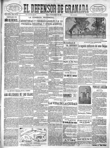 'El Defensor de Granada  : diario político independiente' - Año XLVIII Número 24752  - 1926 Diciembre 31