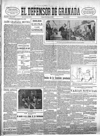 'El Defensor de Granada  : diario político independiente' - Año XLIX Número 24797 Ed. Mañana - 1927 Enero 28
