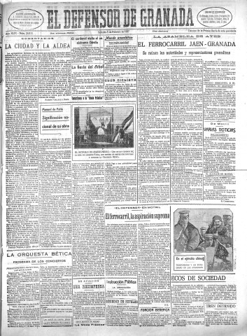 'El Defensor de Granada  : diario político independiente' - Año XLIX Número 24811 Ed. Mañana - 1927 Febrero 05