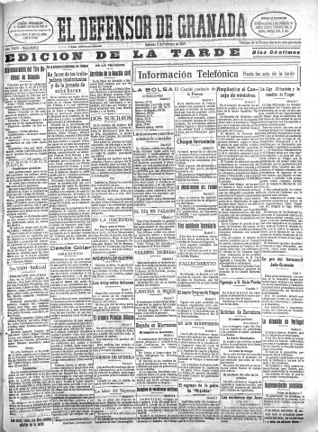 'El Defensor de Granada  : diario político independiente' - Año XLIX Número 24812 Ed. Tarde - 1927 Febrero 05