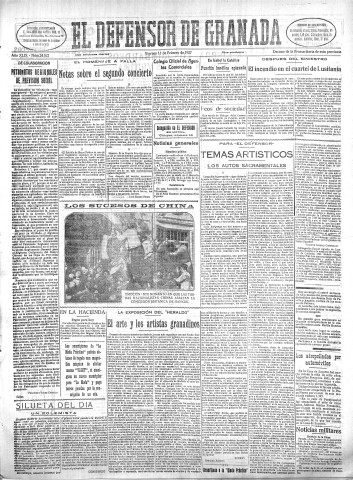 'El Defensor de Granada  : diario político independiente' - Año XLIX Número 24821 Ed. Mañana - 1927 Febrero 11