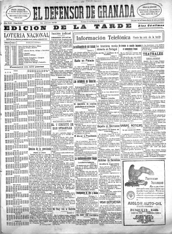 'El Defensor de Granada  : diario político independiente' - Año XLIX Número 24822 Ed. Tarde - 1927 Febrero 11