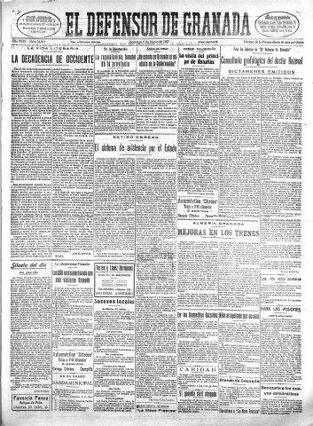 'El Defensor de Granada  : diario político independiente' - Año XLIX Número 24861 Ed. Mañana - 1927 Marzo 06