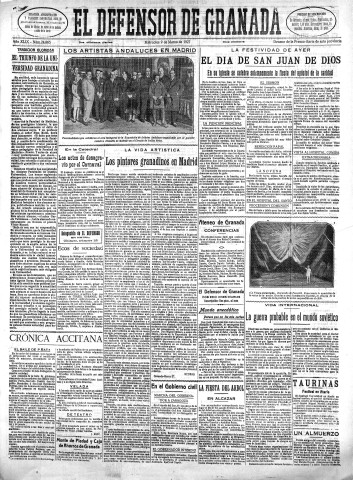 'El Defensor de Granada  : diario político independiente' - Año XLIX Número 24865 Ed. Mañana - 1927 Marzo 09