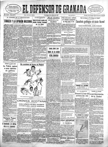 'El Defensor de Granada  : diario político independiente' - Año XLIX Número 24873 Ed. Mañana - 1927 Marzo 13