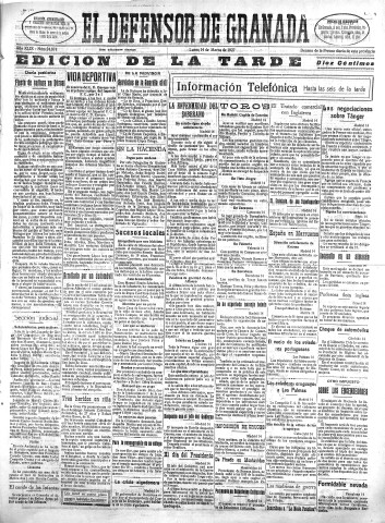'El Defensor de Granada  : diario político independiente' - Año XLIX Número 24874 Ed. Tarde - 1927 Marzo 14