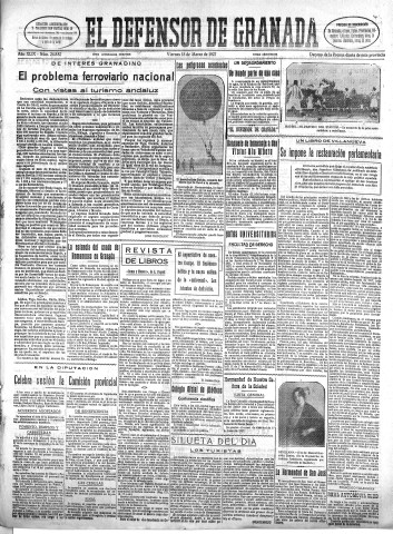 'El Defensor de Granada  : diario político independiente' - Año XLIX Número 24882 Ed. Mañana - 1927 Marzo 18
