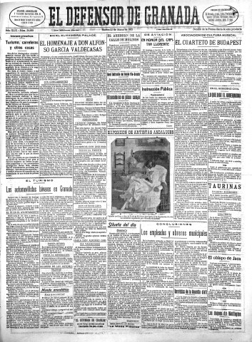 'El Defensor de Granada  : diario político independiente' - Año XLIX Número 24888 Ed. Mañana - 1927 Marzo 22