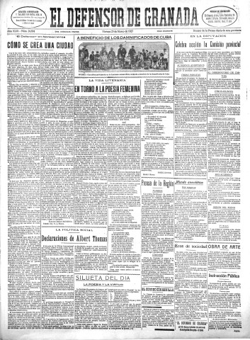 'El Defensor de Granada  : diario político independiente' - Año XLIX Número 24894 Ed. Mañana - 1927 Marzo 25