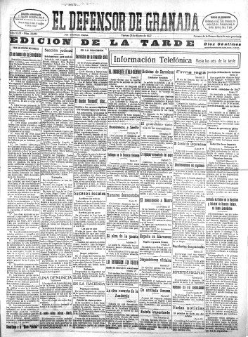 'El Defensor de Granada  : diario político independiente' - Año XLIX Número 24895 Ed. Tarde - 1927 Marzo 25