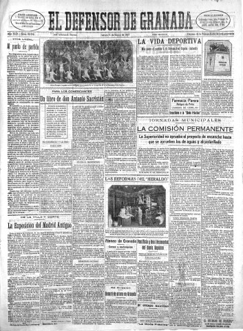 'El Defensor de Granada  : diario político independiente' - Año XLIX Número 24904 Ed. Mañana - 1927 Marzo 31