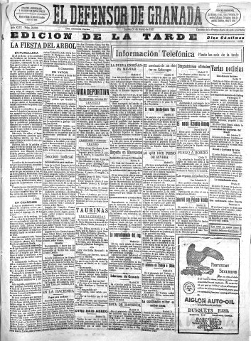 'El Defensor de Granada  : diario político independiente' - Año XLIX Número 24905 Ed. Tarde - 1927 Marzo 31