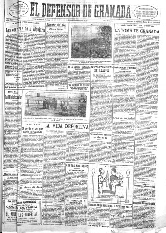 'El Defensor de Granada  : diario político independiente' - Año XLIX Número 24908 Ed. Mañana - 1927 Abril 02